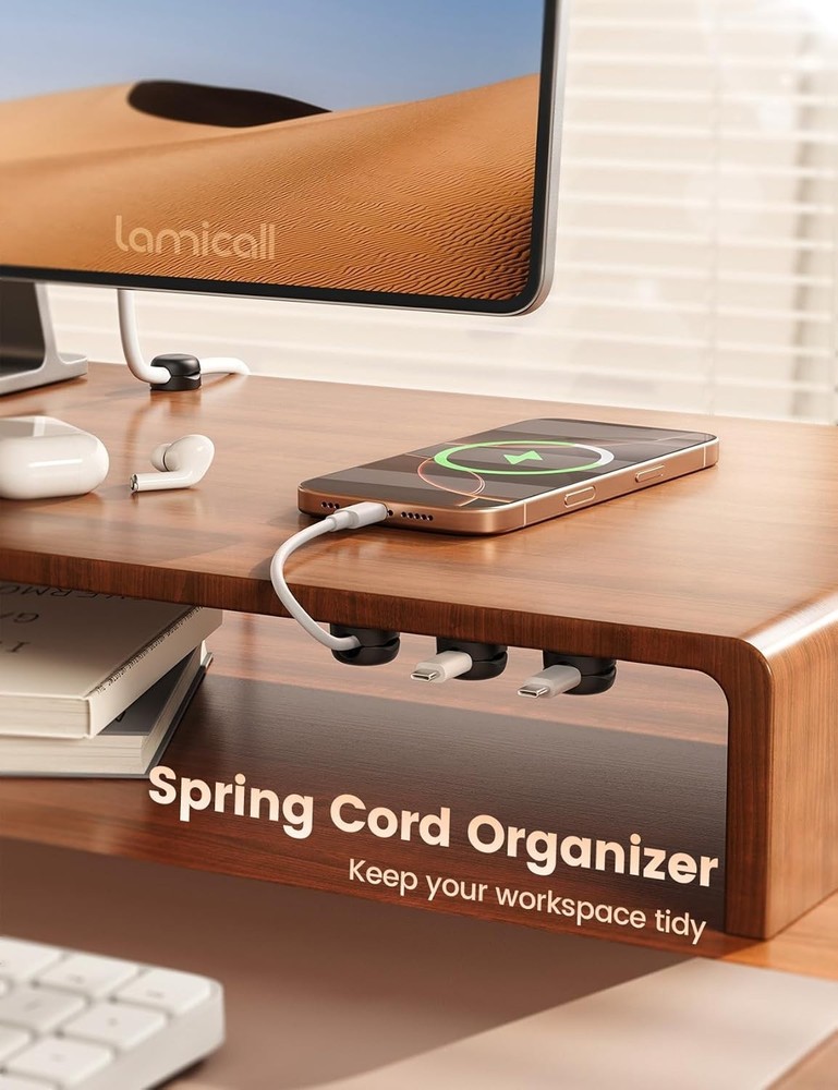 Compact Spring Cable Management Clips - 6Pack for Desk & Nightstand Organization