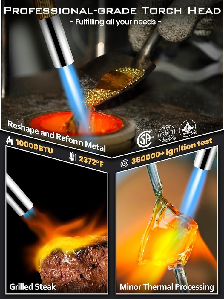 GJ-8000pro High Intensity Propane Torch Head - Adjustable Flame, Certified