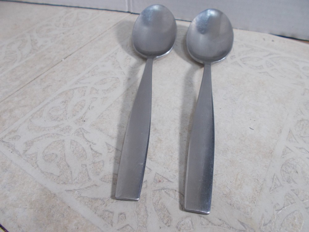 2- Oneida Satin Finish Solid Serving Spoons (D-2)