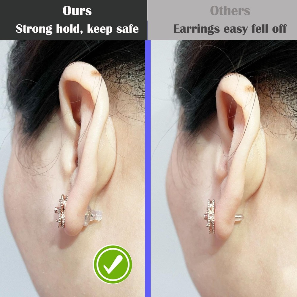 Silicone Earring Backs, 6pcs 18K Gold Replacements, Locking for Studs/Droopy ...