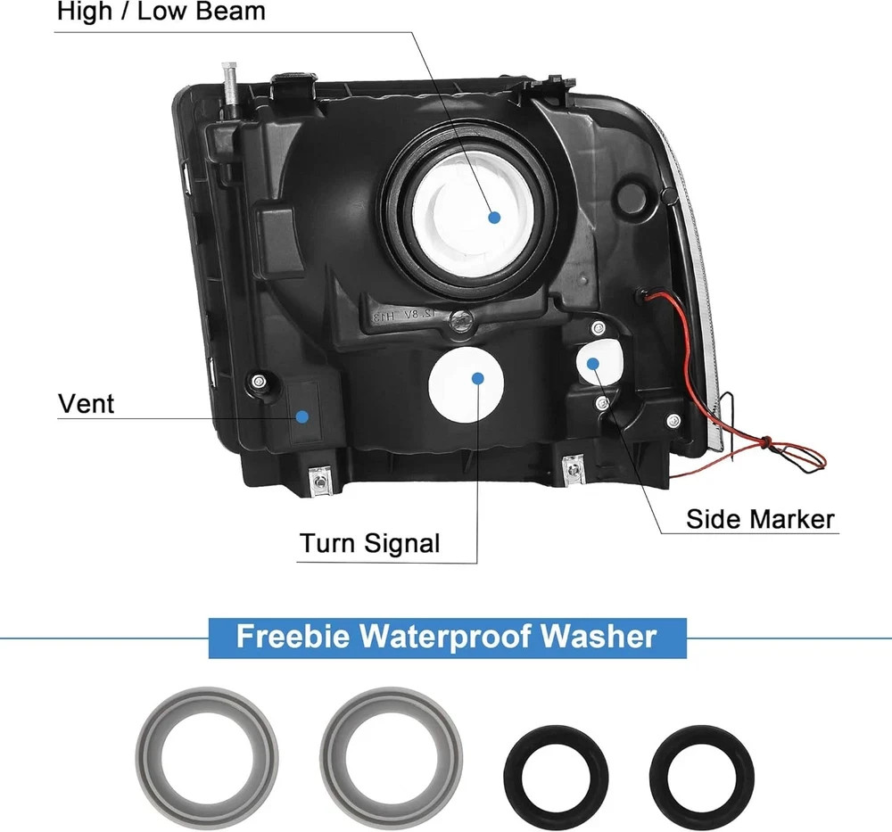 Halogen Headlight Assembly Led Day Running Light Compatible with 2005-2007 2005