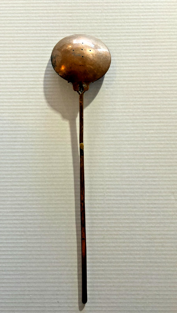 Vtg. Hand Made 19" Copper Skimmer Spoon