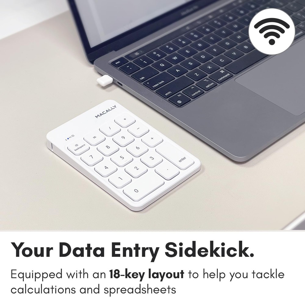 Macally USB C Wireless Number Pad | Numeric Keypad for Mac MacBook iMac | Wir...