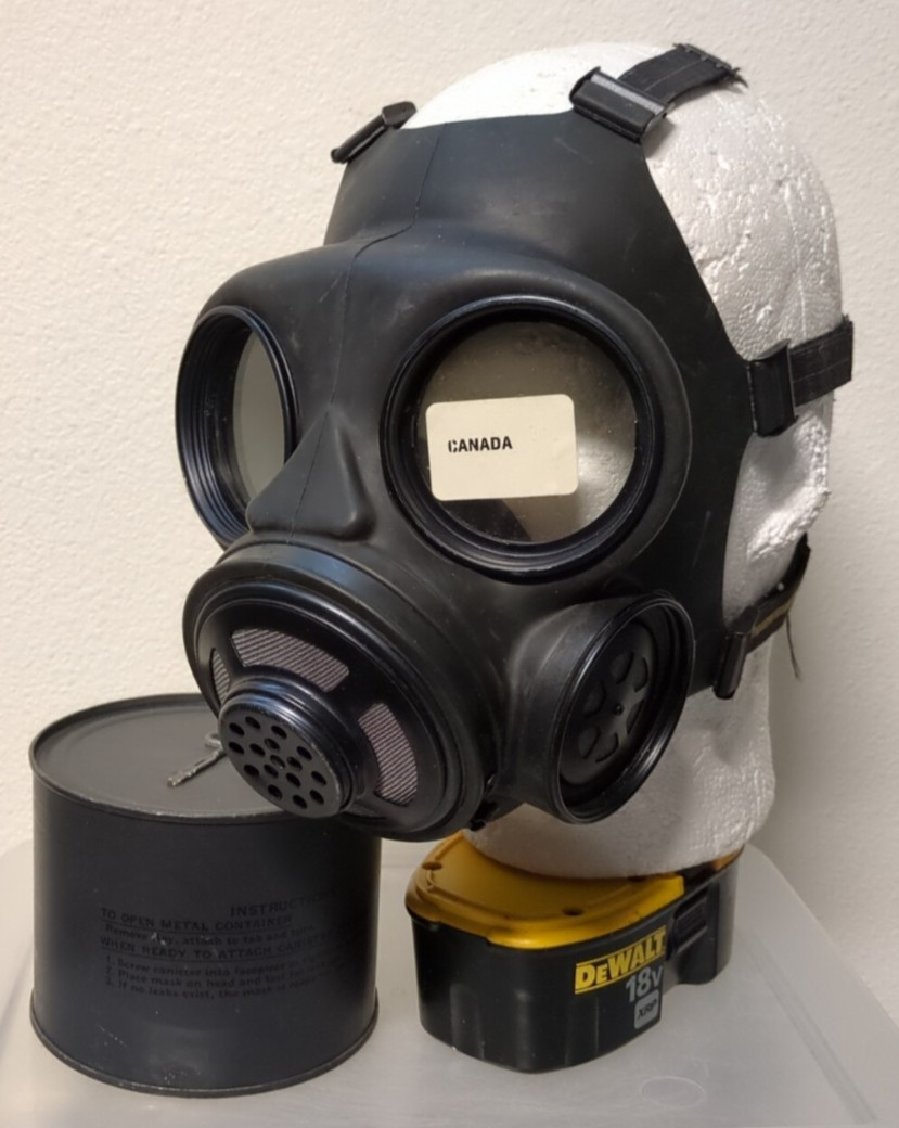 Canadian C3 60mm Gas Mask & Sealed US M11 Filter - Medium Triangle Nose Variant