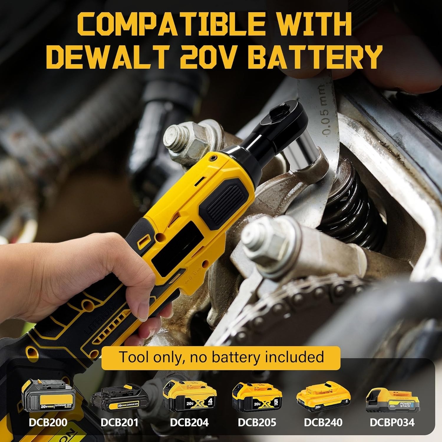 3/8" Cordless Ratchet Wrench for DEWALT 20V MAX Battery, 45 Ft-lbs(60 N.m)