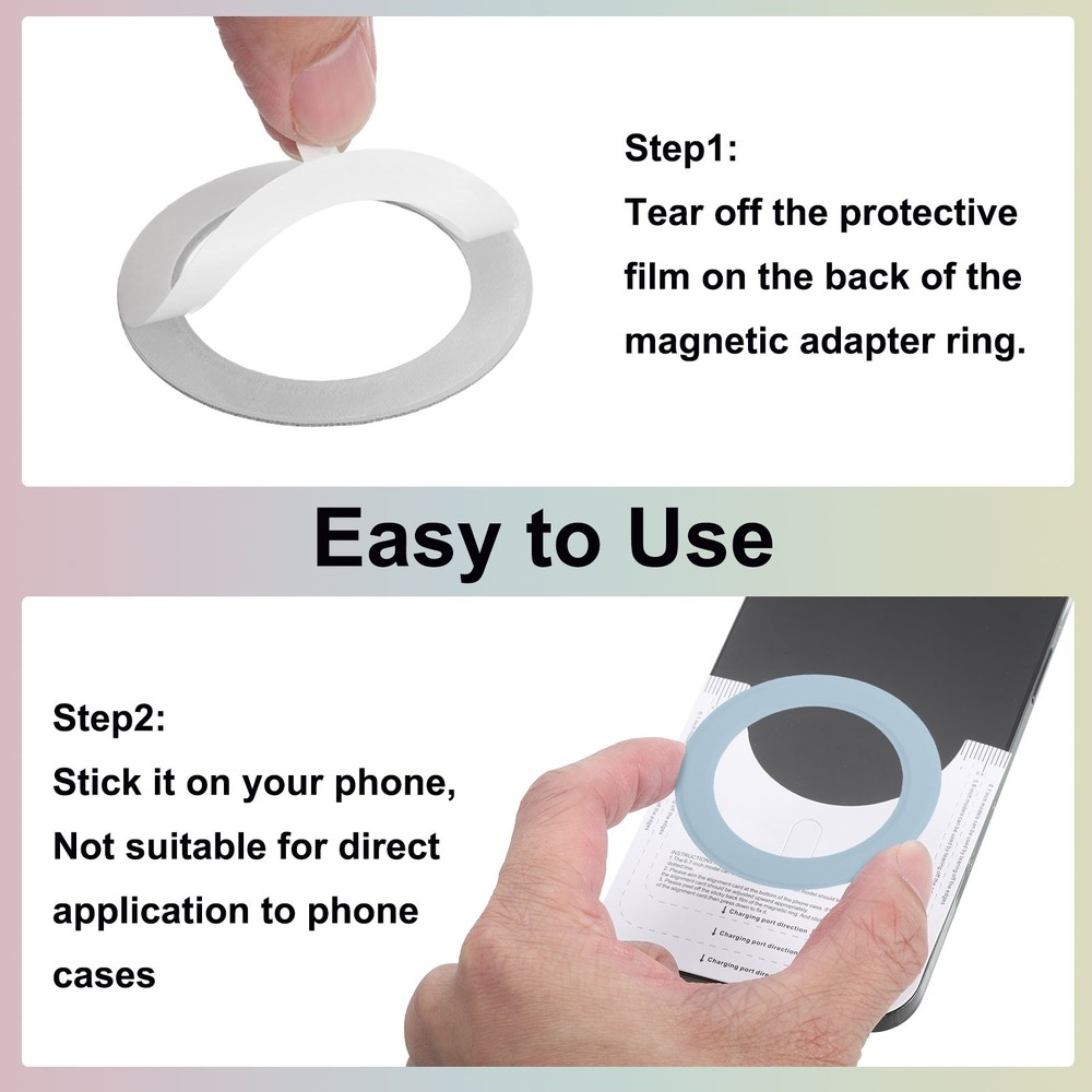 2Pcs Magnetic Sticker Ring Magnetic Adapter Ring Blue