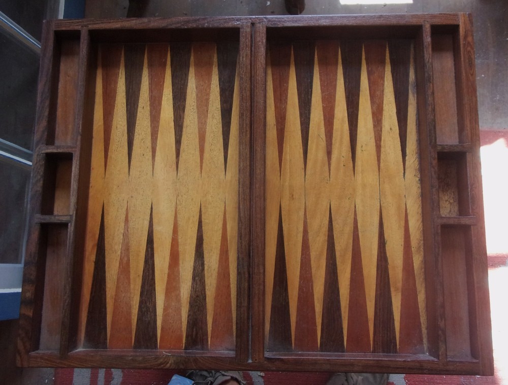 Vintage Hand Crafted MCM Pegged Solid Rosewood Backgammon Table Don Shoemaker