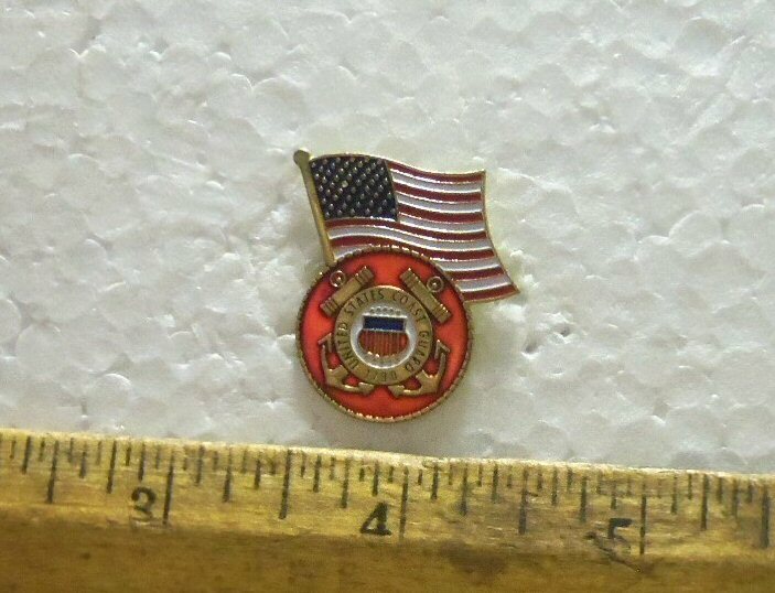 US Flag with US Coast Guard Emblem Pin