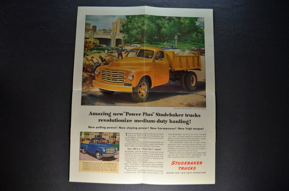 1949 Studebaker Truck Mailer Brochure Folder Pickup Dump Excellent Original 49