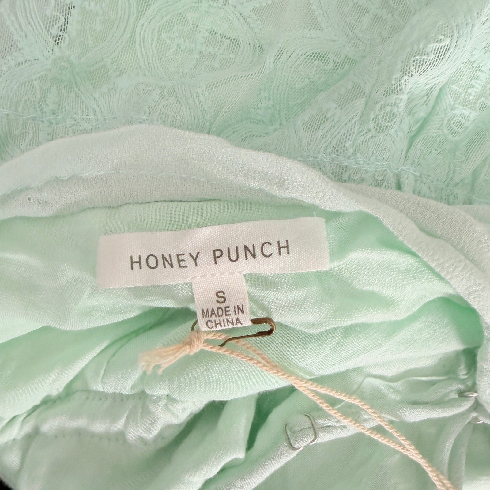 Honey Punch Anthropologie New Small Fairy Y2K Mint Green Lace Tassel Cami Top