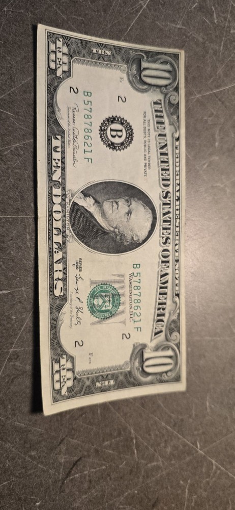 1969 Misaligned $10 Bill Error