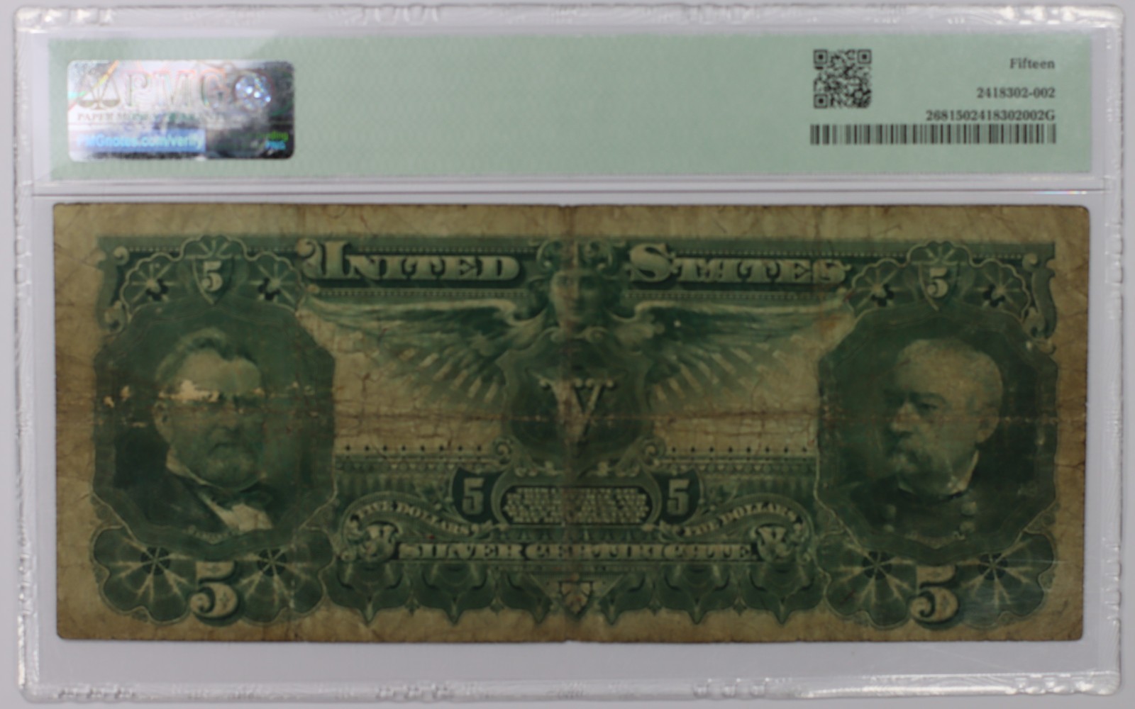 1896 $5 Silver Certificate FR#268 PMG F-15 Educational