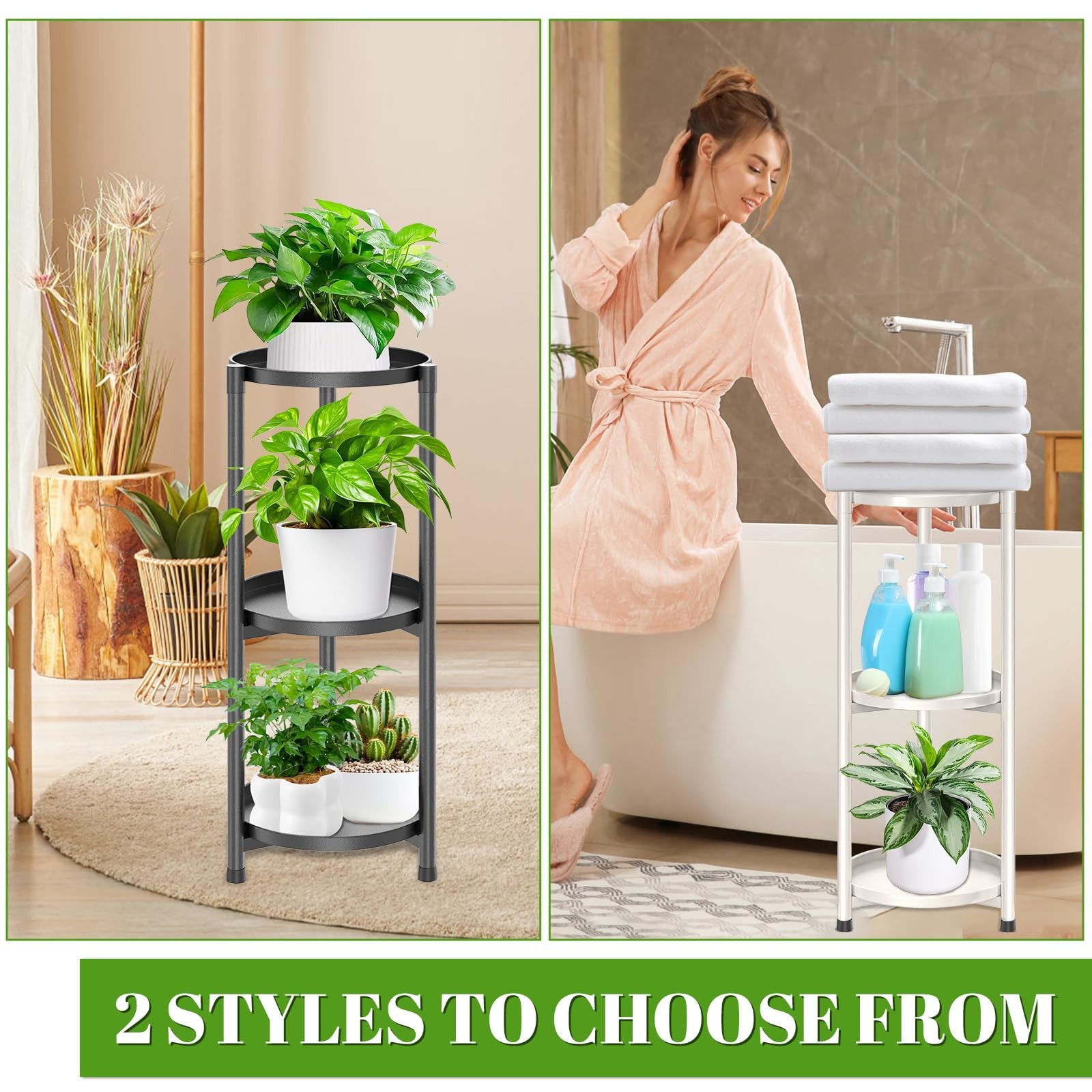 3 Tier Plant Stand Indoor, Black Metal Corner Tall Plant Stands for Multiple ...