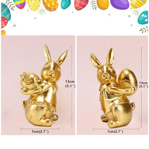Small Bunny Decor Set of 2, Spring Easter Decor Rabbit Figurines, Bunny Statue