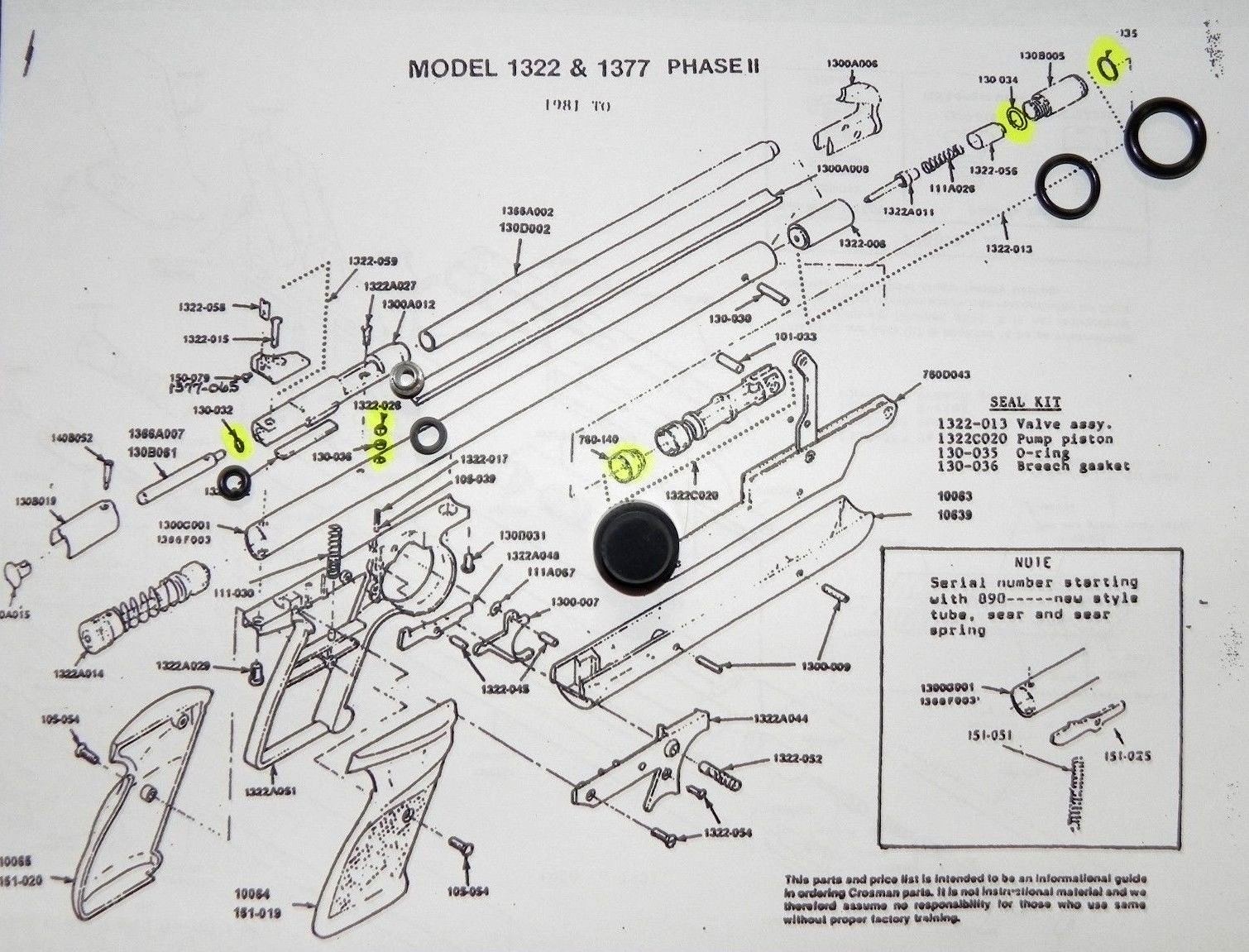 SUPER COMPLETE RESEAL KIT for EARLY Crosman Rear Cocking 1377 1322 MEDALIST