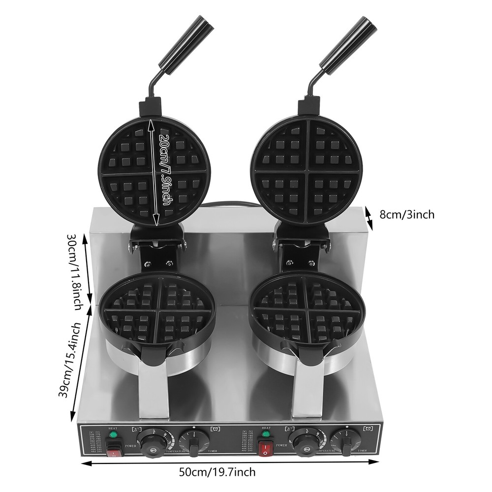 Electric Digital Muffin Baker Waffle Making Machine Double Head Waffle Maker NEW