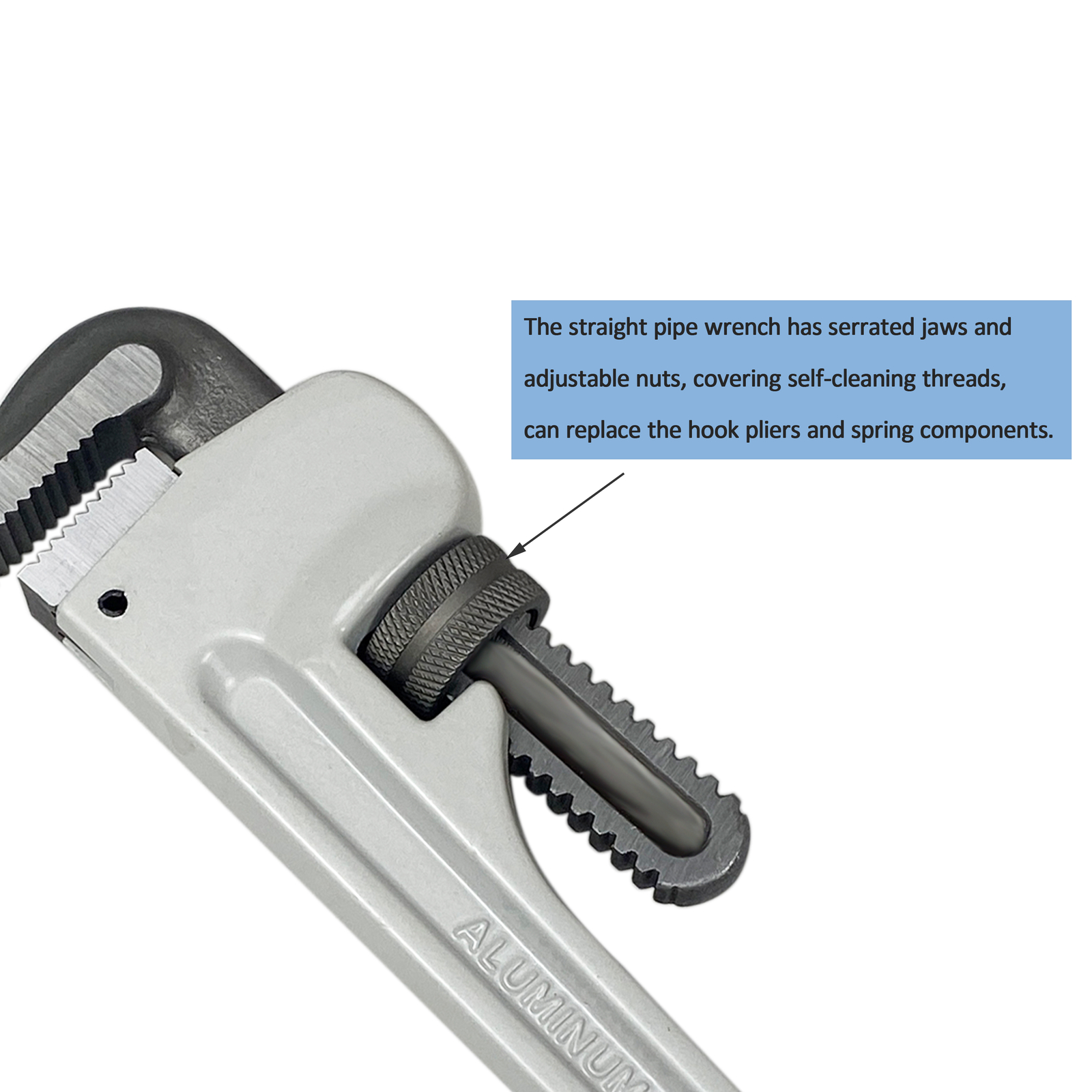 HFS(R) 3-Piece Heavy Duty Aluminum Straight Pipe Wrench Set, 10", 14", 18"