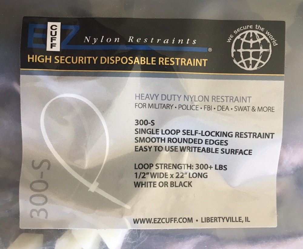 EZ Cuff High Security Disposable Restraint 300-S Single Loop. Pack Of 10.