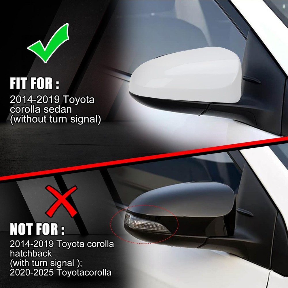 Whtie Left Driver Side Replacement Mirror Left, White-without Turn Signal