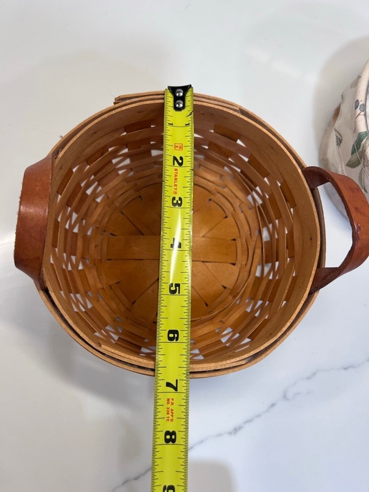 Longaberger Small Button Basket w Botanical Fields Liner and Plastic Protector