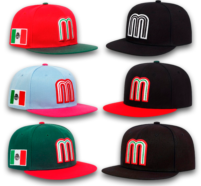 Mexico Baseball Cap Letter M With Embroidered Flag Flat Brim Snapback Hat