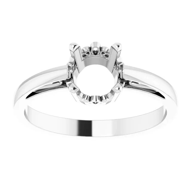 6.5mm Silver Round Ring Setting Scroll Solitaire Ring Mount Sterling 4 Prong
