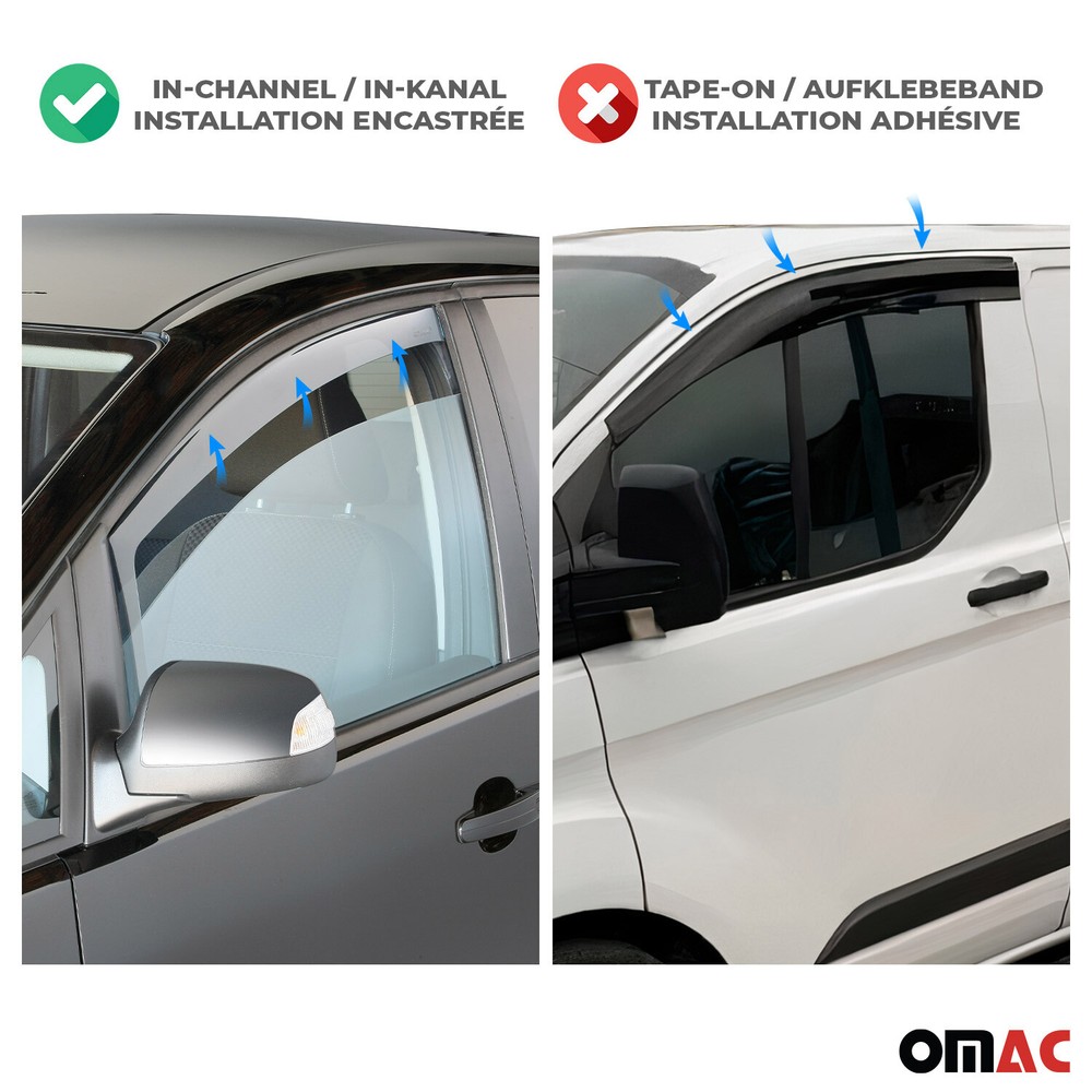 Set Bug Shield Deflector & Window Visor for Mercedes Sprinter W906 2014-18 Smoke