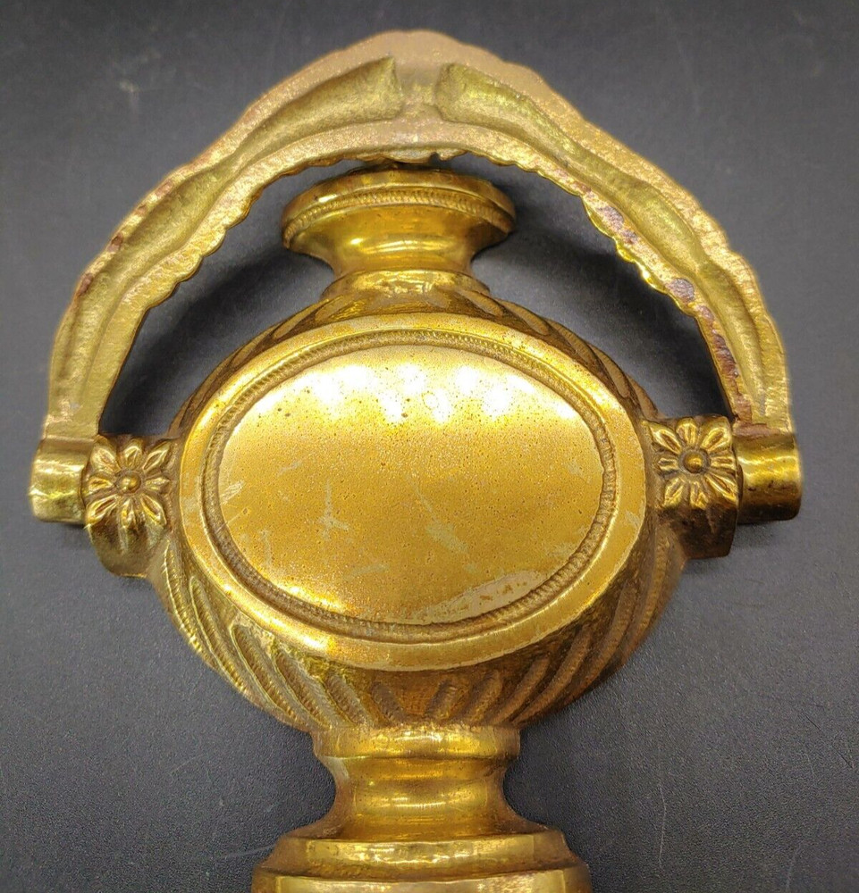 SOLID BRASS Door Knocker w/ Sheep Goat Head Urn Engravable Floral