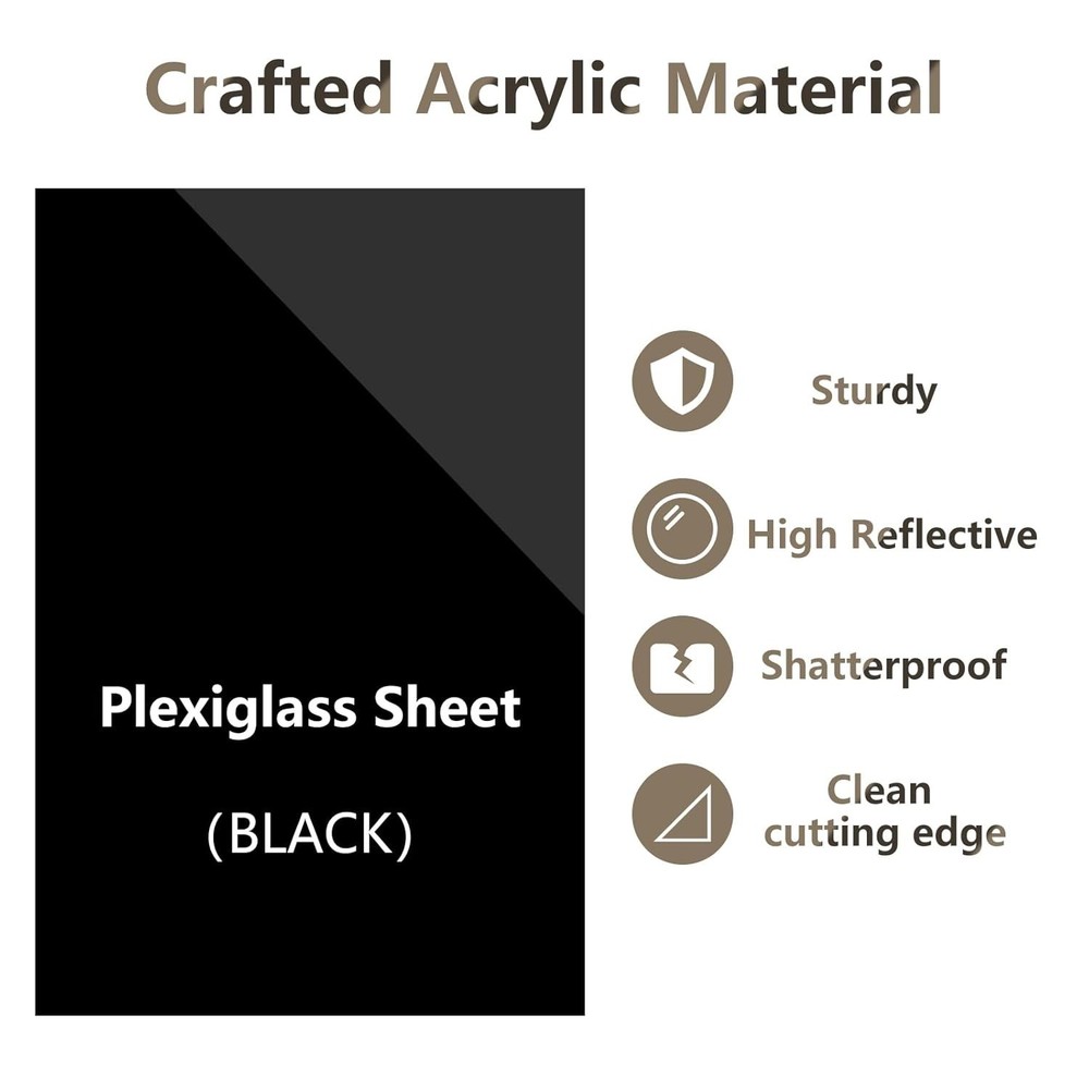 12-Pack 4" x 6" Black Plexiglass Sheets - Durable Cast Acrylic for Crafts