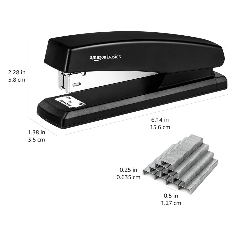 Amazon Basics Office Stapler with 1000 Staples, 25 Sheet 1-Pack, Black