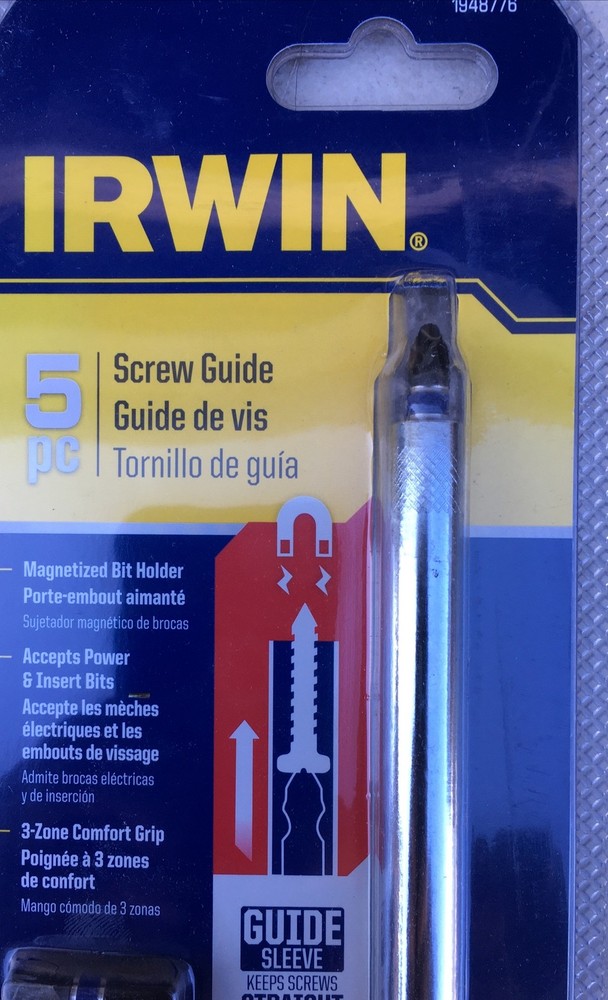 Irwin 5 pcs. Multi-Bit Screwdriver With 1/4” Interchangeable Bits Guide Sleeve