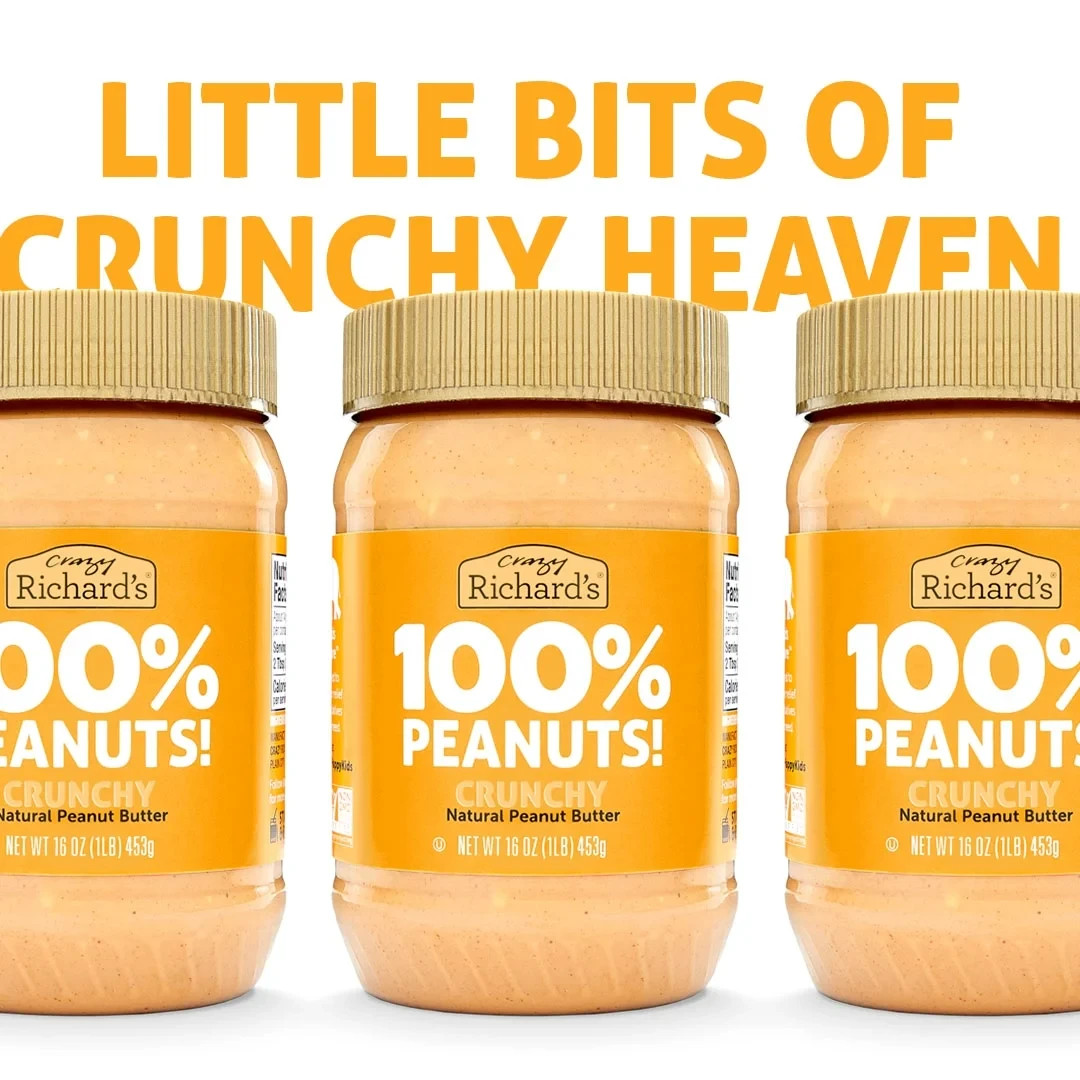 Crazy Richard’s Crunchy Peanut Butter 16oz Jars (2-Pack) | 100% Peanuts, Natural