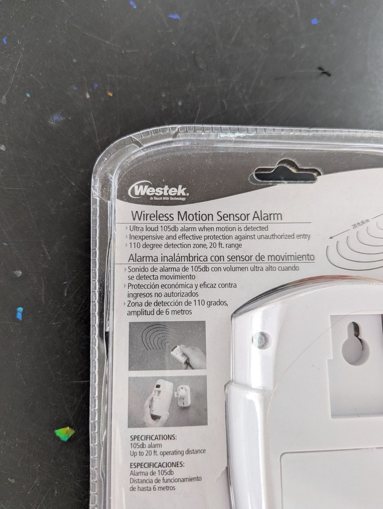 Westek Wireless Motion Sensor Alarm 105dB With 2 Remotes & Wall Mounting Bracket