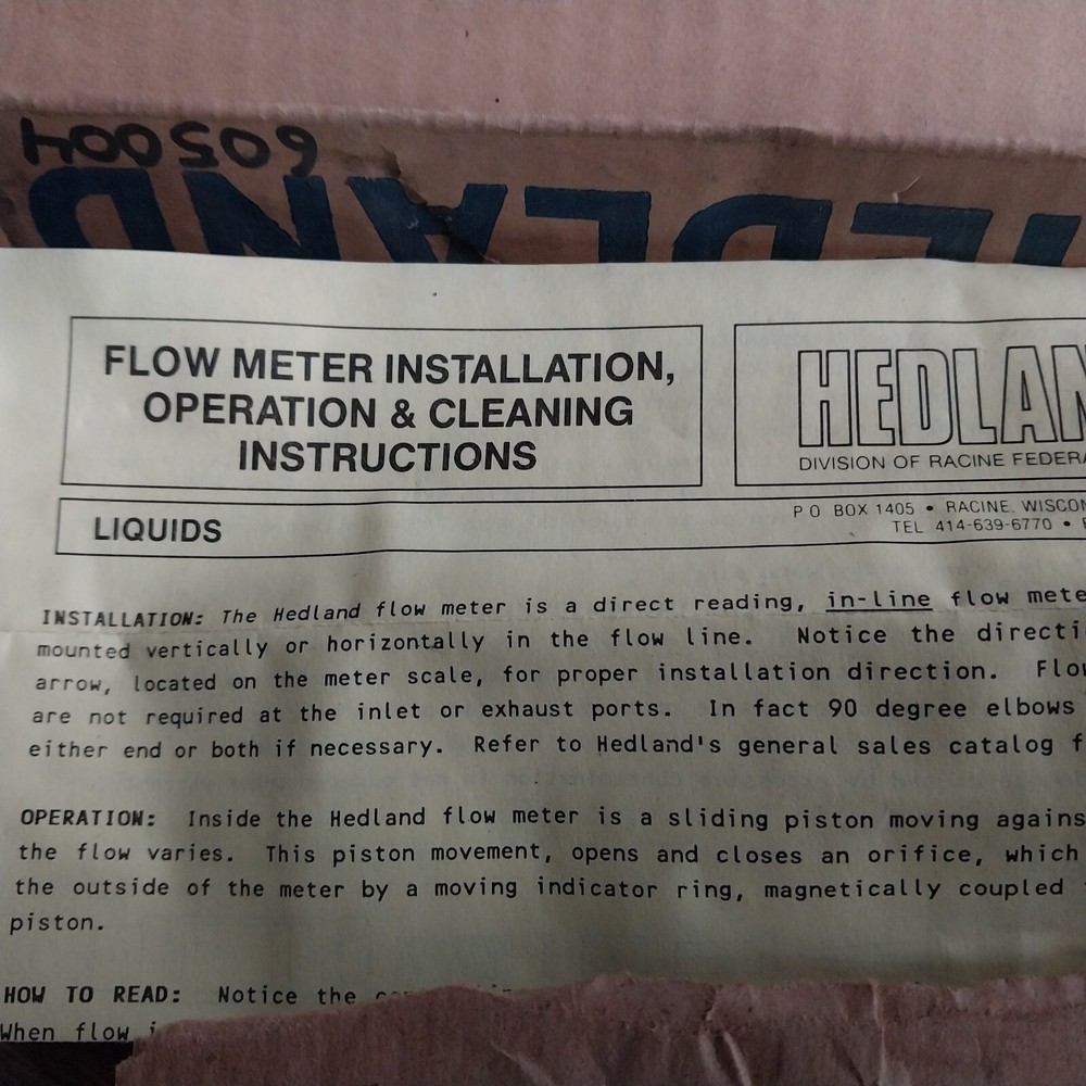 hedland flow meter H605-004