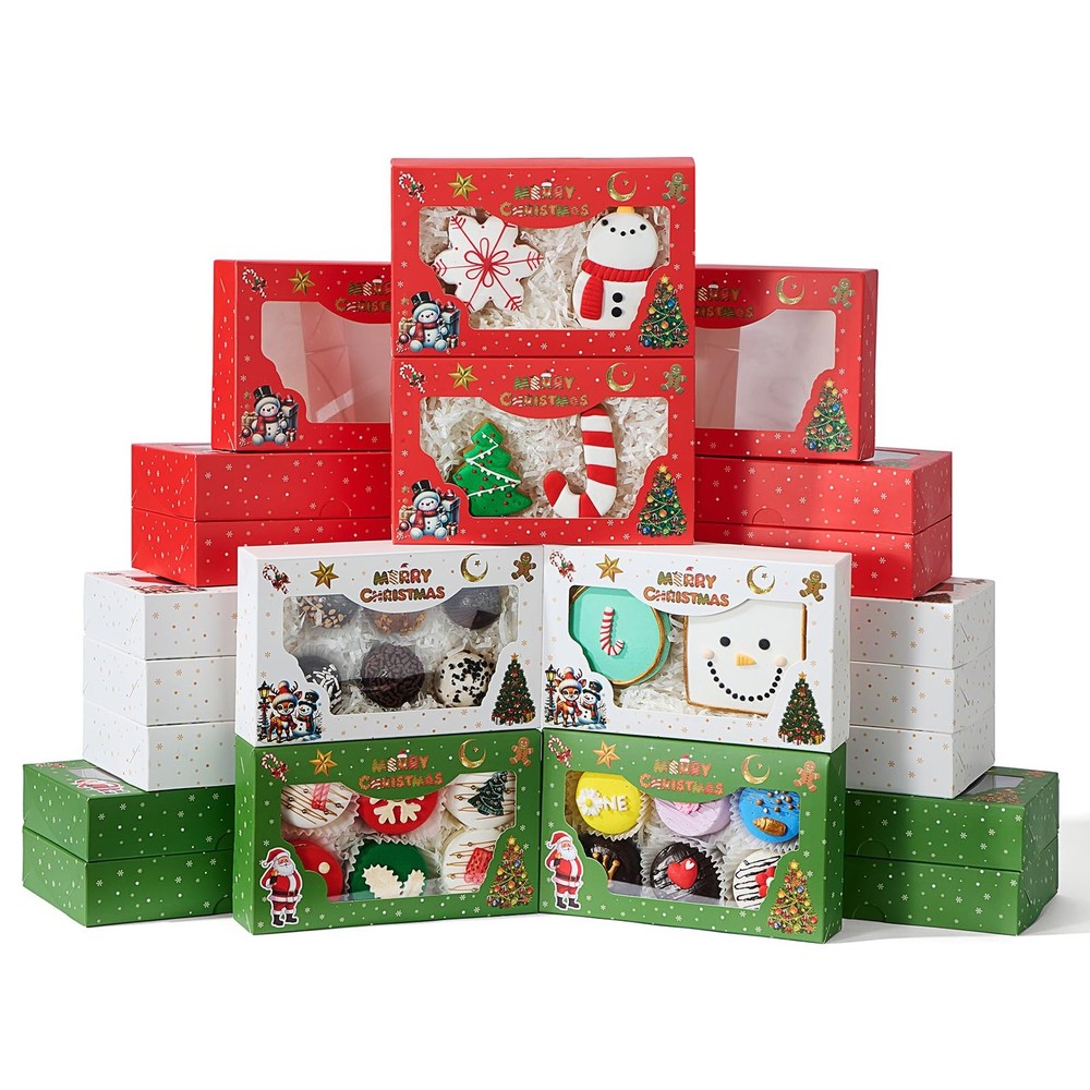 48PCS Christmas Treats Boxes, 3 patterns 1 Count (Pack of 48), 3 Pattern