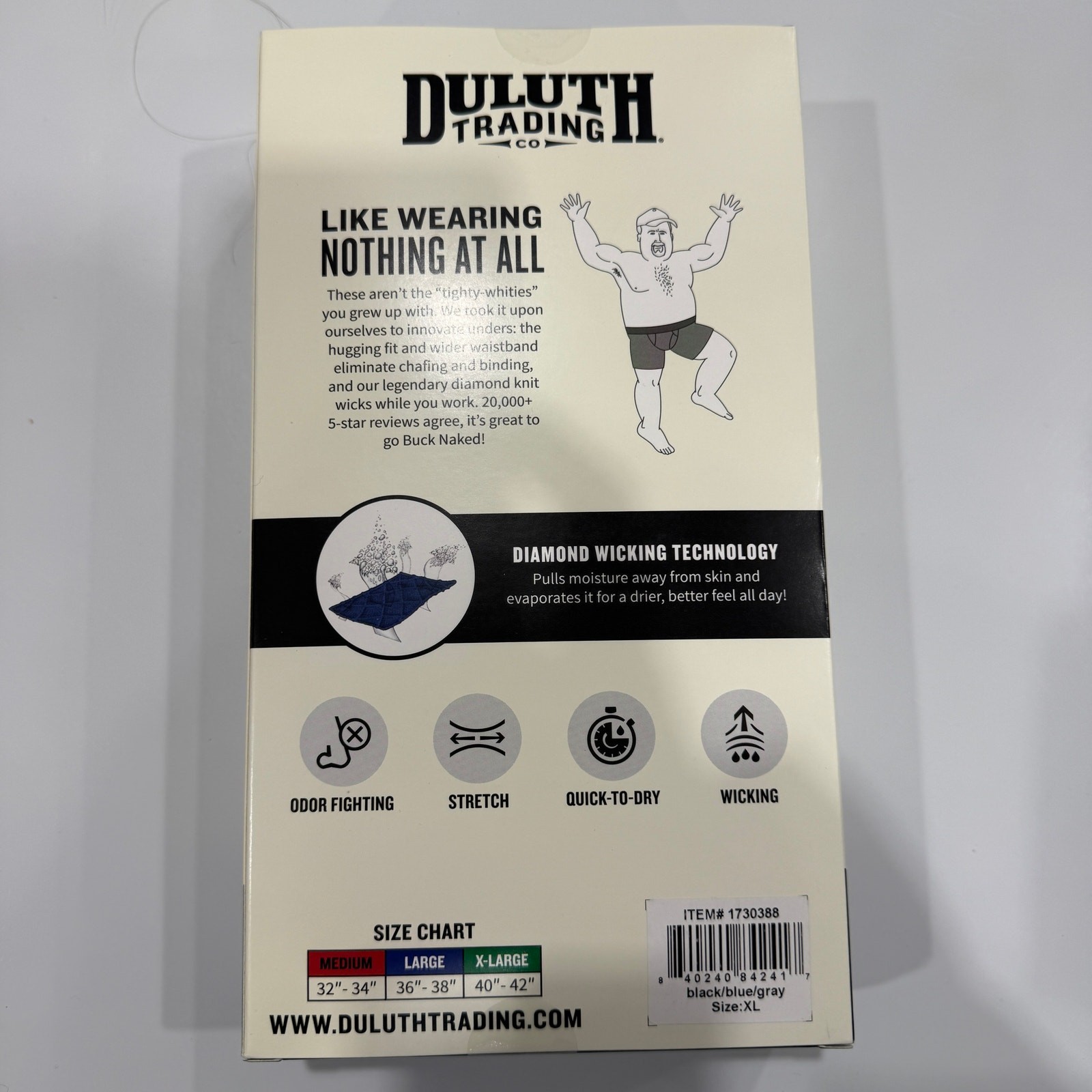 Duluth Trading Co Buck Naked Underwear Boxer Briefs Pack of 3 NEW Size XL