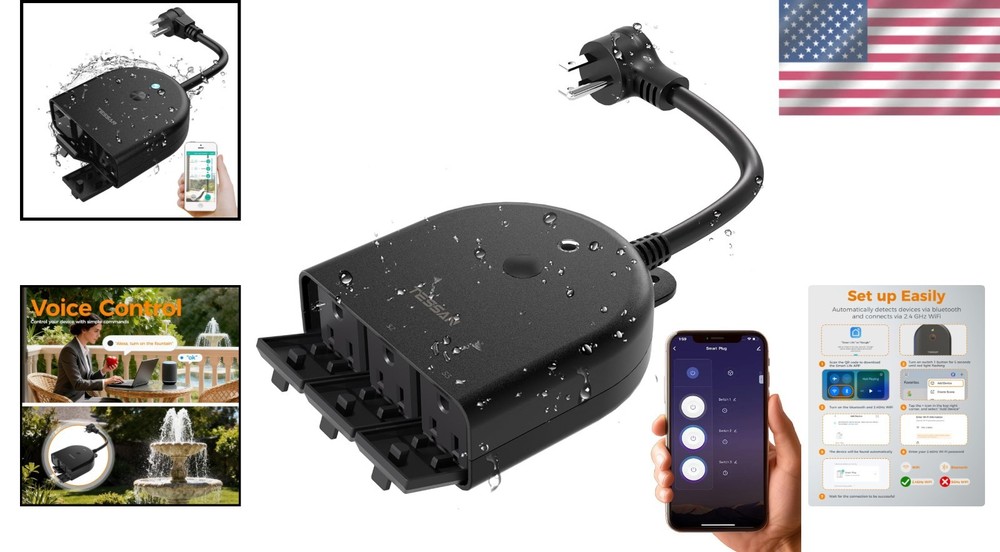 Outdoor Smart Outlet with Timer Function - 15A Waterproof Design for Smart Homes
