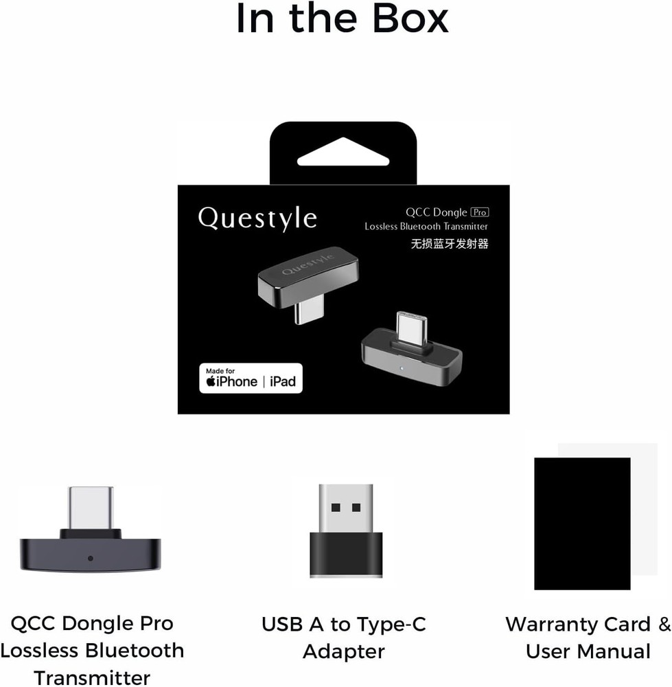 Questyle QCC Dongle Pro LDAC lossless Bluetooth Adapter for iPhone USB C