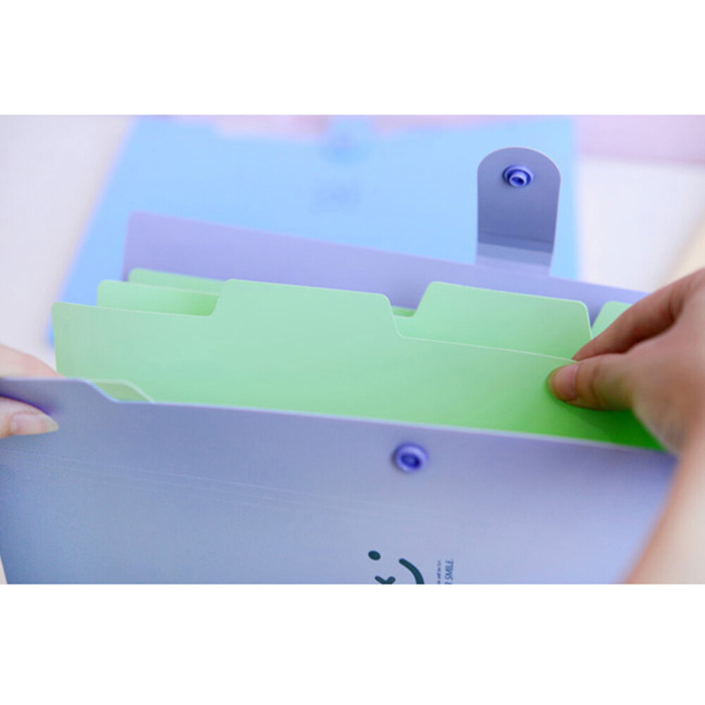 1PC Creative Office Folder 10 Colors 5 Pockets Plastic Expanding File Folders