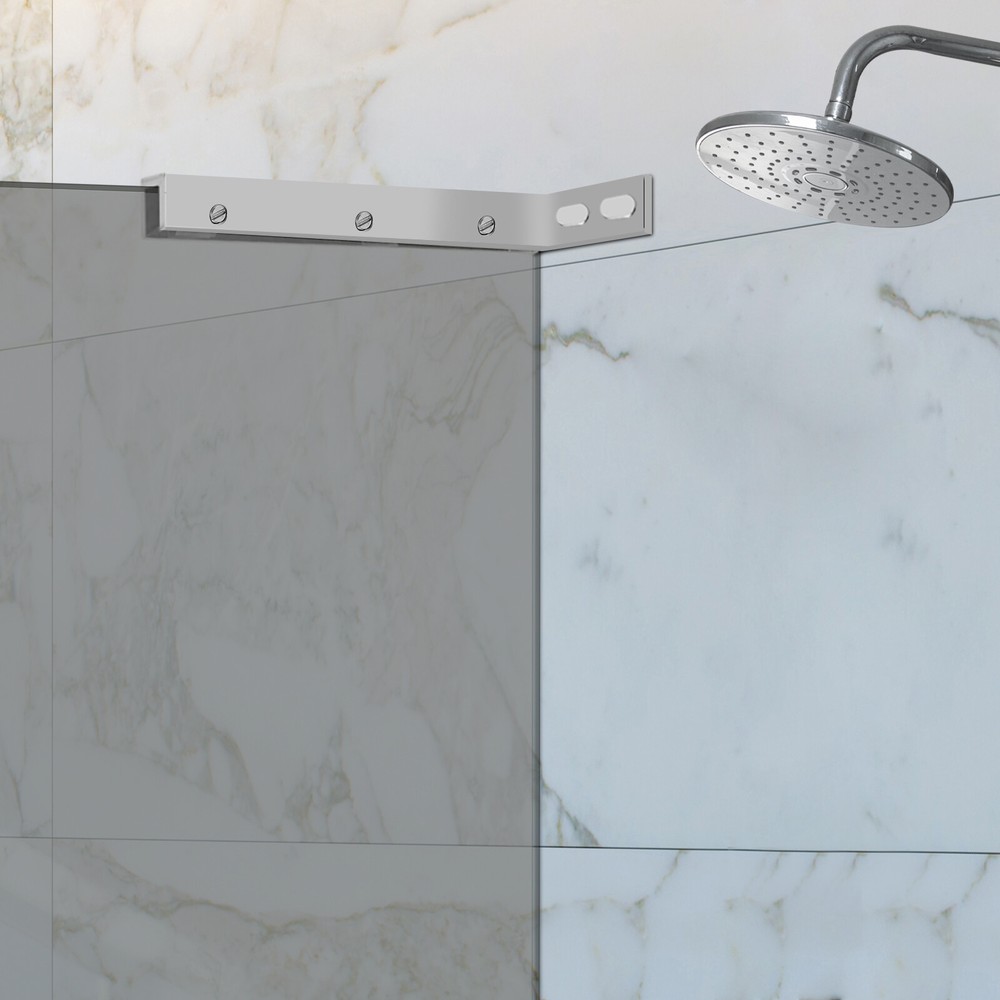 Glass Door L-Shape Stabilizing Bracket Glass Support Bracket Stabilizer Silver~