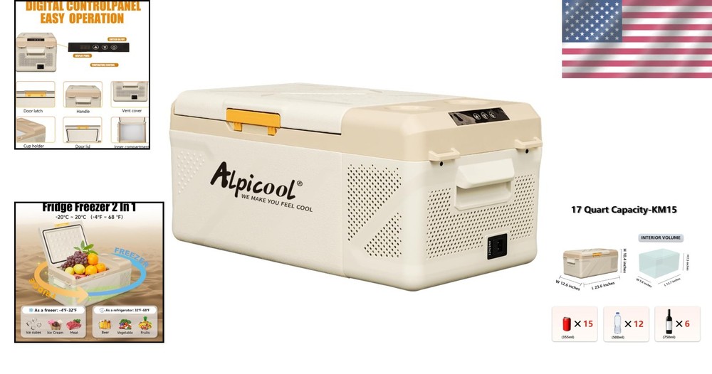 Portable 12V Car Refrigerator - 17 Quart Fast Cooling*
