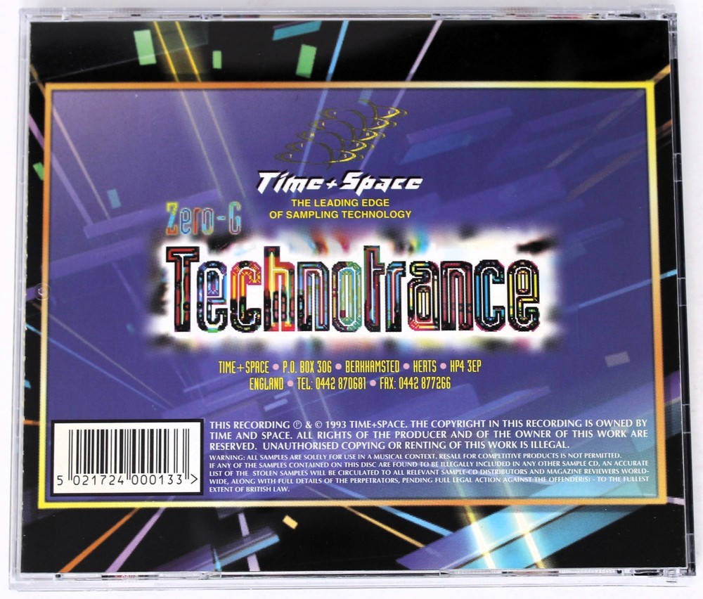 Zero-G Technotrance Sample/Sound Library/Sampling CD 1993 Time+Space TAS CD 49