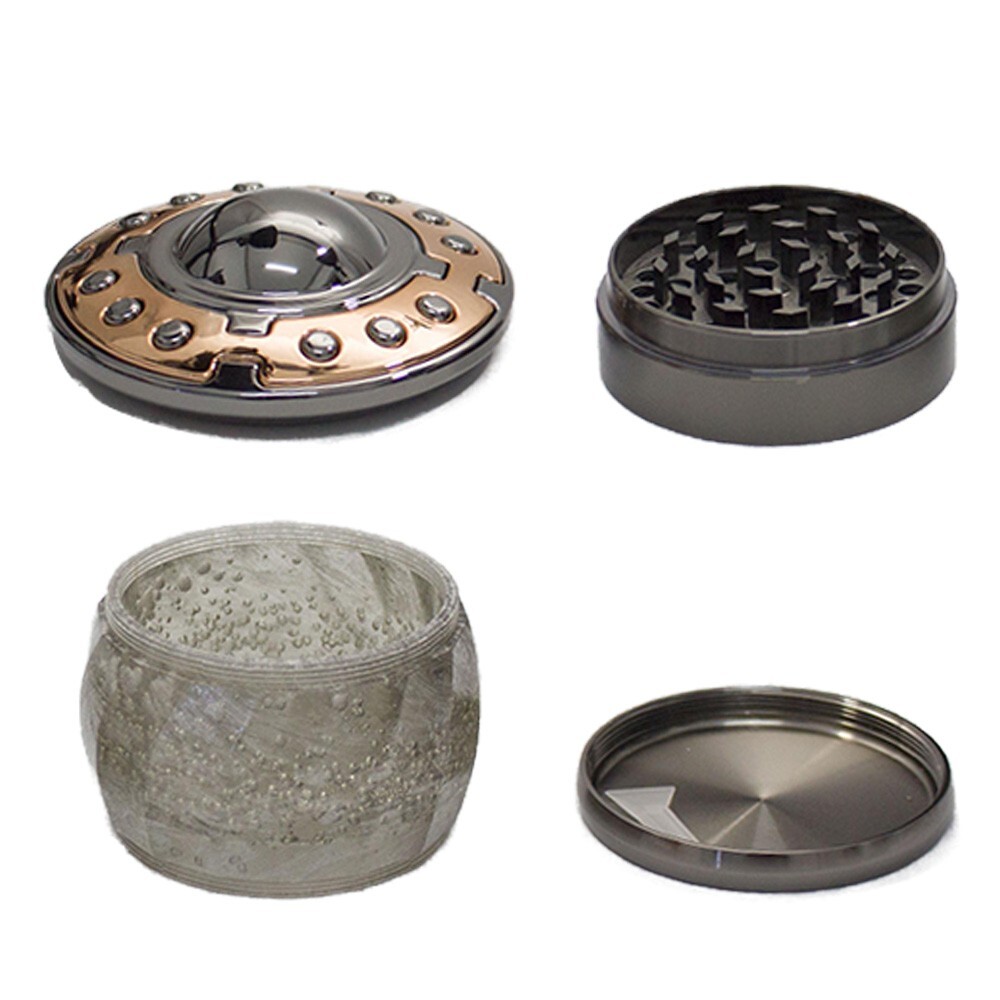 2.2" UFO Spice Herb Tobacco Grinder Herbal Metal Smoke 4 Piece Crusher Gift