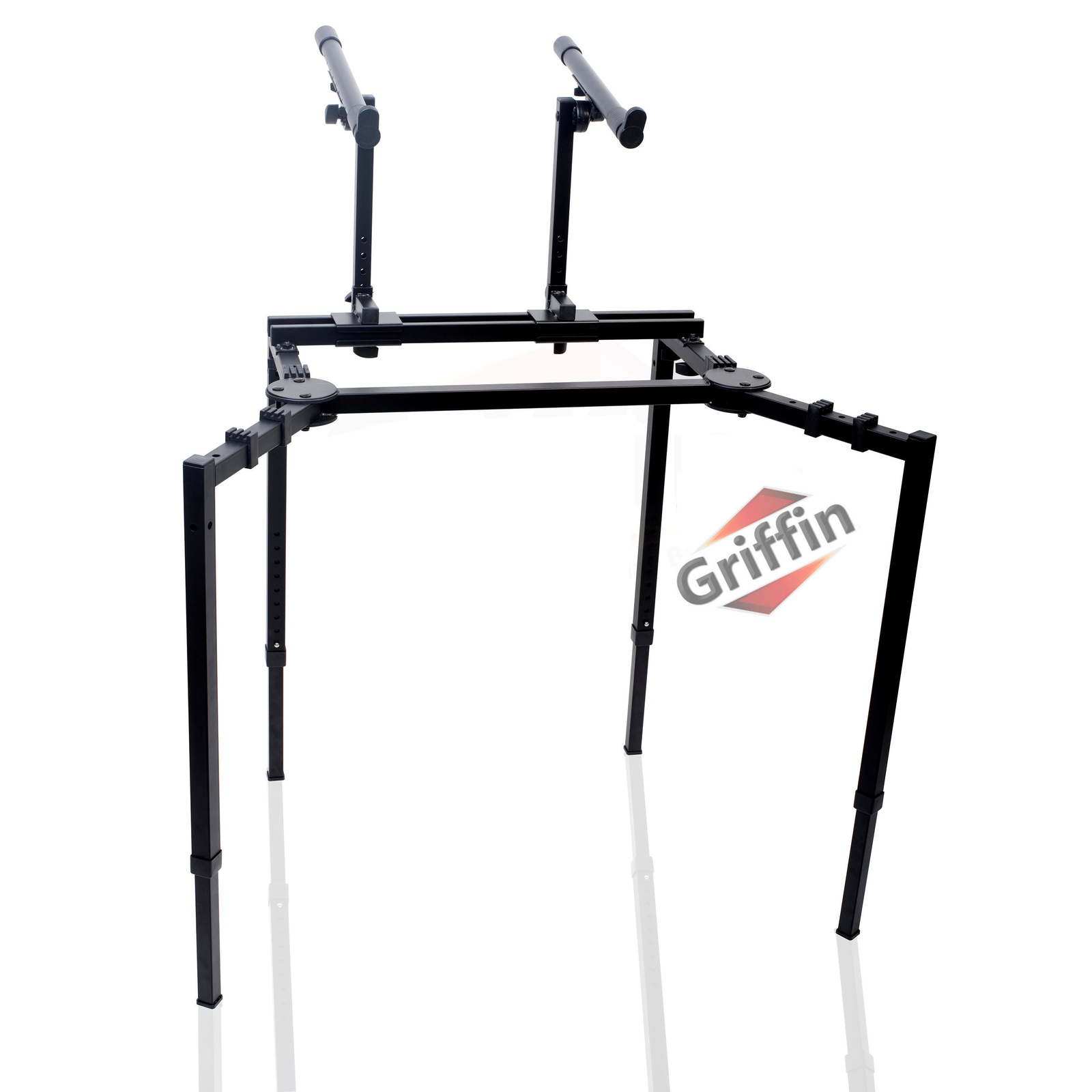 Double Piano Keyboard Stand - 2Tier Studio Stage Mixer Laptop Mount DJ Turntable