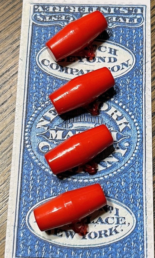 4 Vintage Red Toggle Buttons 5/8”