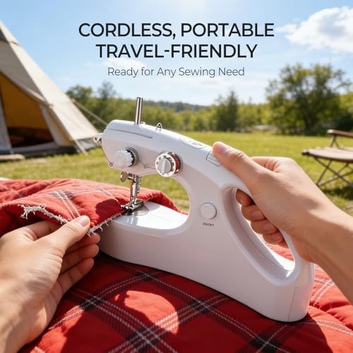 Portable Cordless Handheld Sewing Machine - Mini 2-Thread Stitcher for DIY, Mend