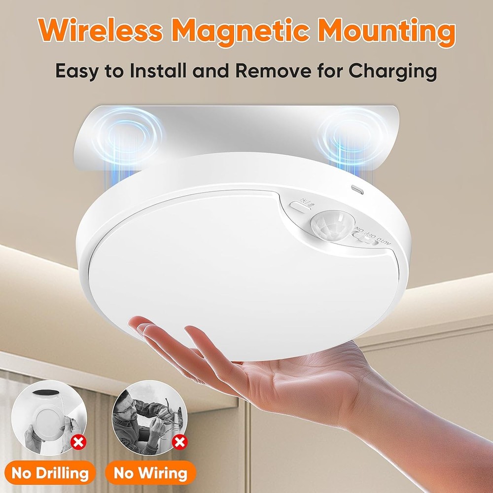 10000mAh Rechargeable Motion Sensor Ceiling Light with Remote, Battery Operat...
