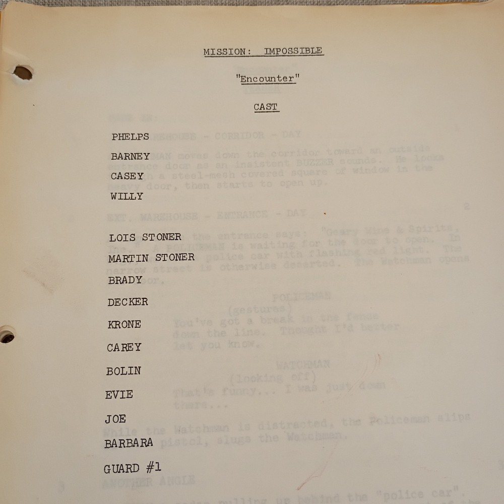 Mission: Impossible TV Show 1971 Original Script "Encounter" First Draft
