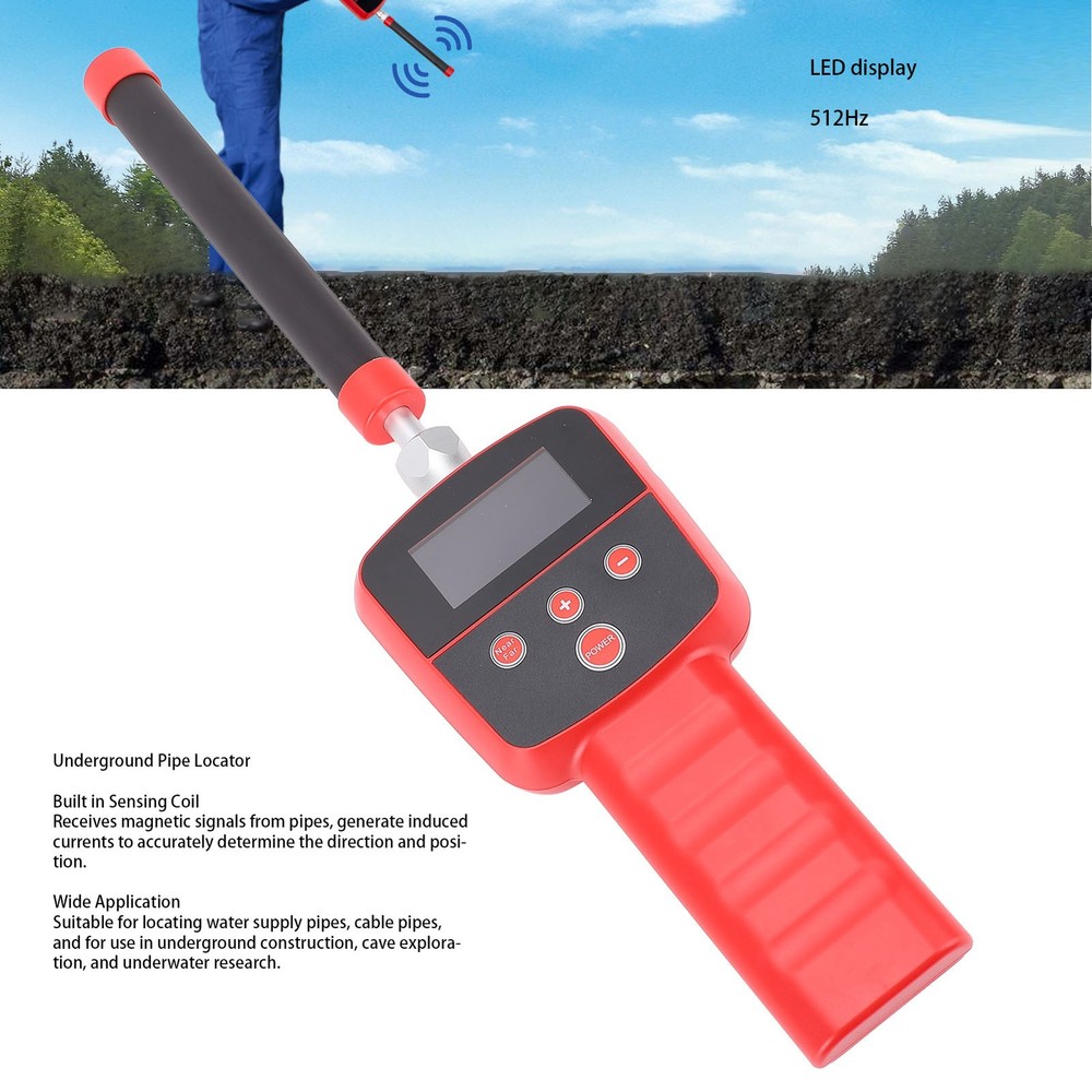 512Hz Underground Pipe Locator Water Resistant LED Display For Pipeline Blocking