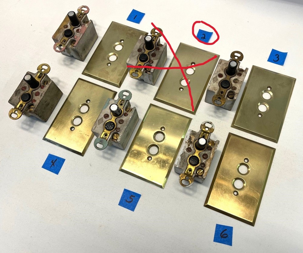 ONE ONLY Brass Push Button Switch Plate Diamond H w/ 1 single pole switch TESTED